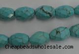 CWB481 15.5 inches 8*12mm faceted rice howlite turquoise beads