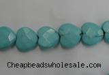 CWB491 15.5 inches 10*10mm faceted heart howlite turquoise beads
