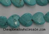 CWB493 15.5 inches 15*15mm faceted heart howlite turquoise beads