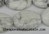 CWB69 15.5 inches 25*35mm carved oval natural white howlite beads