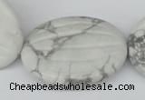 CWB70 15.5 inches 30*40mm carved oval natural white howlite beads