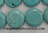 CWB707 15.5 inches 20mm flat round howlite turquoise beads