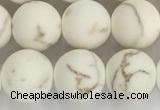 CWB814 15.5 inches 10mm round matte white howlite turquoise beads
