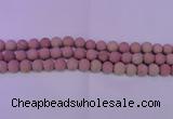 CWF21 15.5 inches 6mm round matte pink wooden fossil jasper beads