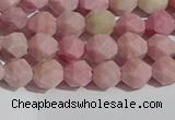CWF30 6mm faceted nuggets matte pink wooden fossil jasper beads