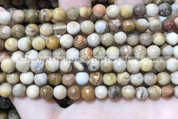 CWJ451 15.5 inches 6mm faceted round wood jasper beads wholesale