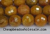 CWJ471 15.5 inches 10mm faceted round yellow petrified wood jasper beads