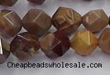 CWJ492 15.5 inches 10mm faceted nuggets wood jasper beads