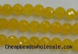 CYJ201 15.5 inches 6mm faceted round yellow jade beads wholesale