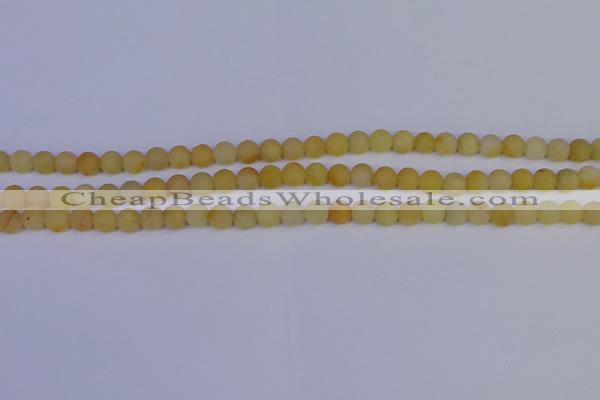 CYJ600 15.5 inches 4mm round matte yellow jade beads wholesale