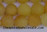 CYJ605 15.5 inches 14mm round matte yellow jade beads wholesale