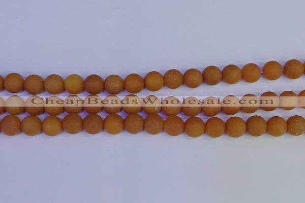 CYJ613 15.5 inches 10mm round matte yellow jade beads wholesale