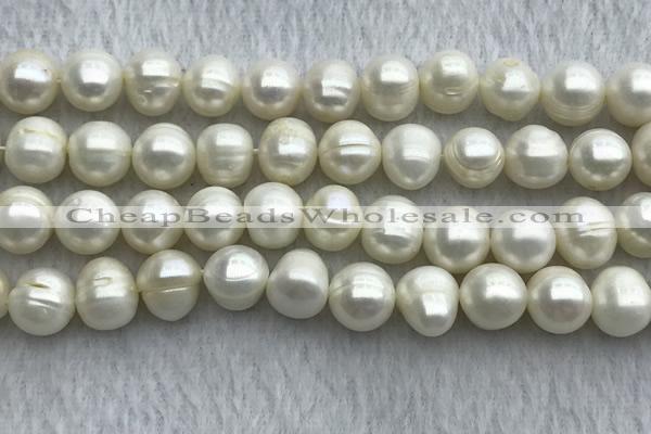 FWP112 15 inches 10mm - 11mm potato white freshwater pearl strands