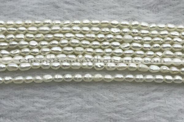 FWP154 14.5 inches 2mm - 3mm rice white freshwater pearl strands