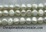 FWP260 15 inches 11mm - 12mm baroque white freshwater pearl strands