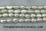 FWP285 15 inches 9mm - 10mm baroque white freshwater pearl strands