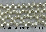 FWP340 Top-drilled 7mm - 8mm potato white freshwater pearl strands