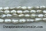 FWP353 15 inches 9mm - 10mm baroque white freshwater pearl strands