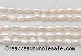 FWP496 14 inches 8mm - 9mm baroque white freshwater pearl strands