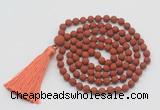 GMN1008 Hand-knotted 8mm, 10mm matte red jasper 108 beads mala necklaces with tassel
