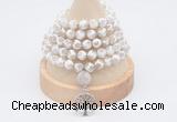 GMN1177 Hand-knotted 8mm, 10mm tibetan agate 108 beads mala necklaces with charm