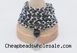GMN1179 Hand-knotted 8mm, 10mm tibetan agate 108 beads mala necklaces with charm