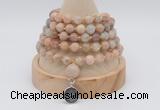 GMN1252 Hand-knotted 8mm, 10mm sunstone 108 beads mala necklaces with charm
