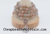 GMN1253 Hand-knotted 8mm, 10mm moonstone 108 beads mala necklaces with charm