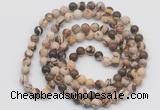 GMN130 Hand-knotted 6mm zebra jasper 108 beads mala necklaces