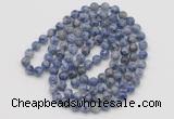 GMN143 Hand-knotted 6mm blue spot stone 108 beads mala necklaces
