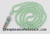 GMN1504 Hand-knotted 8mm candy jade 108 beads mala necklace with pendant