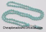 GMN1626 Hand-knotted 6mm amazonite 108 beads mala necklace with pendant