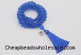 GMN1742 Hand-knotted 8mm candy jade 108 beads mala necklace with tassel & charm
