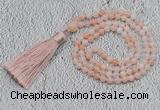 GMN235 Hand-knotted 6mm pink aventurine 108 beads mala necklaces with tassel