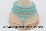 GMN2435 Hand-knotted 6mm amazonite 108 beads mala necklace with charm