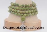 GMN2471 Hand-knotted 6mm China jade 108 beads mala necklaces with charm