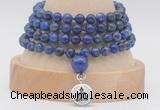 GMN2476 Hand-knotted 6mm lapis lazuli 108 beads mala necklaces with charm