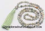 GMN271 Hand-knotted 6mm artistic jasper 108 beads mala necklaces with tassel