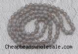 GMN404 Hand-knotted 8mm, 10mm grey agate 108 beads mala necklaces