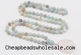 GMN4404 Hand-knotted 8mm, 10mm matte amazonite 108 beads mala necklace with pendant