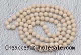 GMN452 Hand-knotted 8mm, 10mm white fossil jasper 108 beads mala necklaces