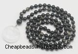 GMN4689 Hand-knotted 8mm, 10mm golden obsidian 108 beads mala necklace with pendant