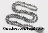 GMN4862 Hand-knotted 8mm, 10mm black water jasper 108 beads mala necklace with pendant