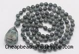 GMN4869 Hand-knotted 8mm, 10mm kambaba jasper 108 beads mala necklace with pendant
