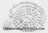 GMN4897 Hand-knotted 8mm, 10mm white howlite 108 beads mala necklace with pendant
