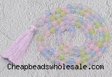 GMN52 Hand-knotted 8mm candy jade 108 beads mala necklace with tassel