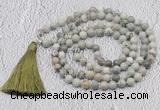 GMN610 Hand-knotted 8mm, 10mm artistic jasper 108 beads mala necklaces with tassel