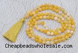 GMN673 Hand-knotted 8mm, 10mm green banded agate 108 beads mala necklaces with tassel