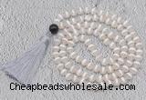 GMN684 Hand-knotted 8mm, 10mm Tibetan agate 108 beads mala necklaces with tassel