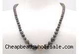 GMN7309 dragon blood jasper graduated beaded necklace & bracelet set